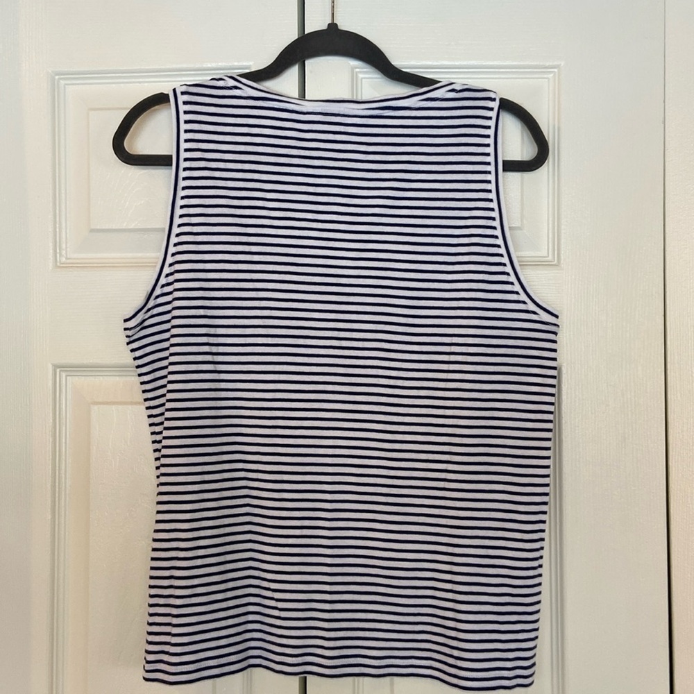 Vineyard Vines dark blue and white striped cotton scoop neck tank top shirt - Picture 2 of 4